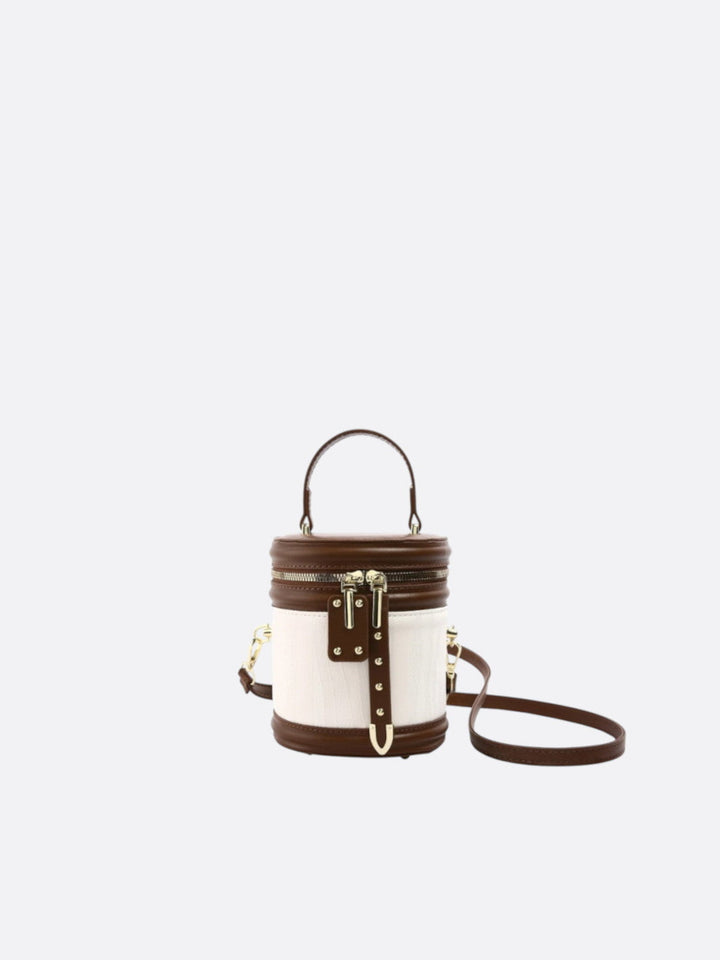 Sac cylindrique cuir marron foncé