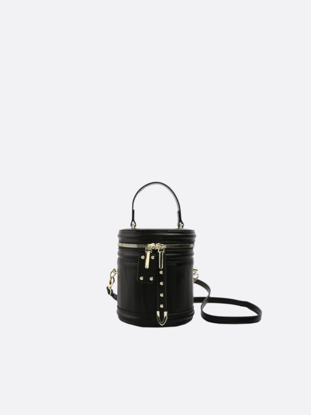 Sac cylindrique cuir noir