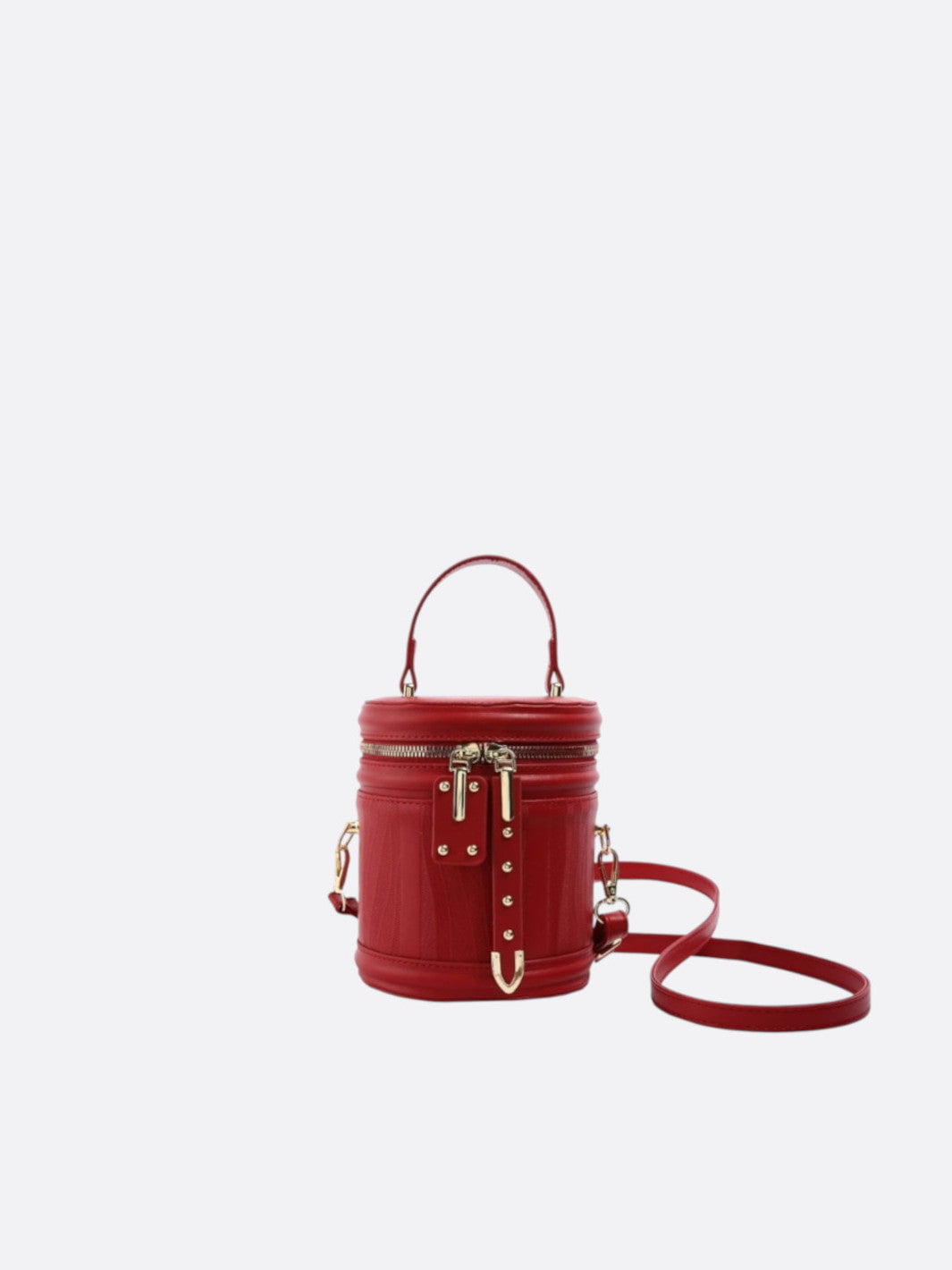 Sac cylindrique cuir rouge