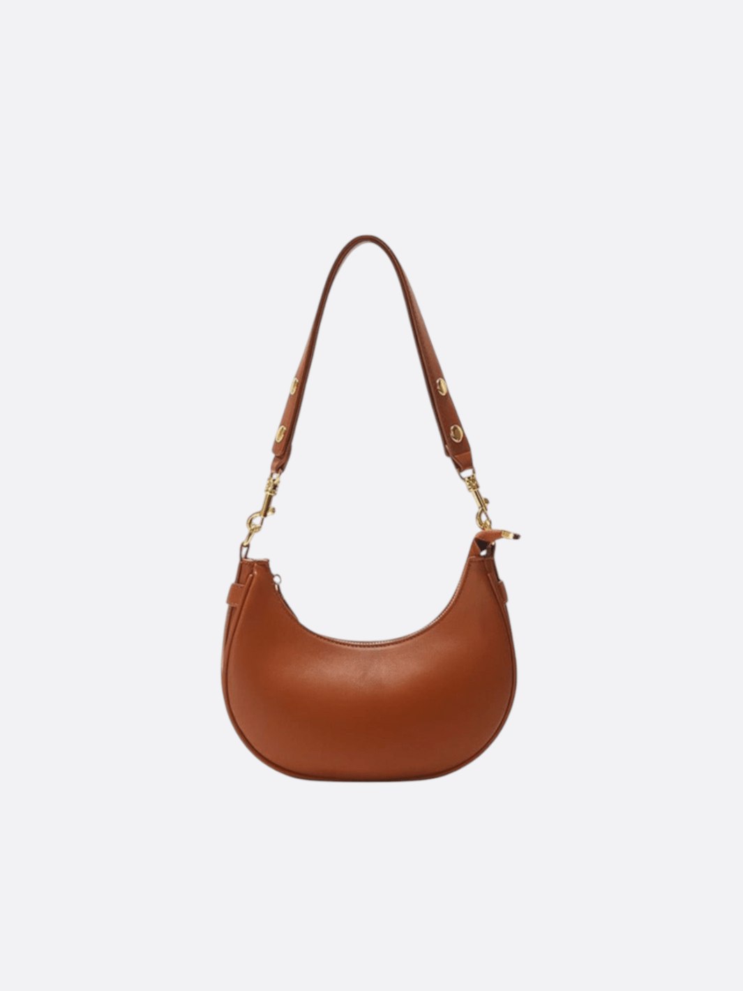 Sac épaule demi-lune cuir marron clair
