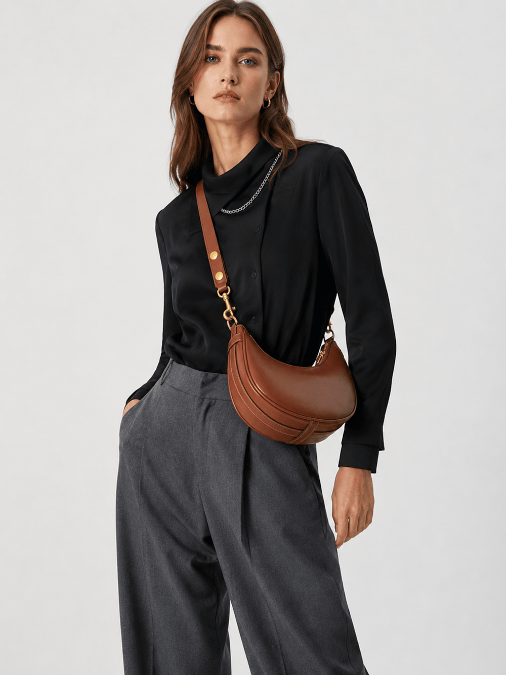 Sac femme demi-lune cuir