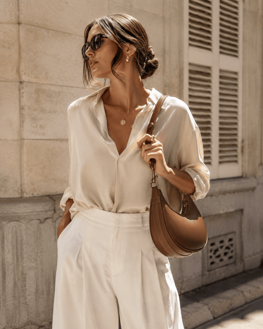 Sac d'épaule demi-lune en cuir vegan