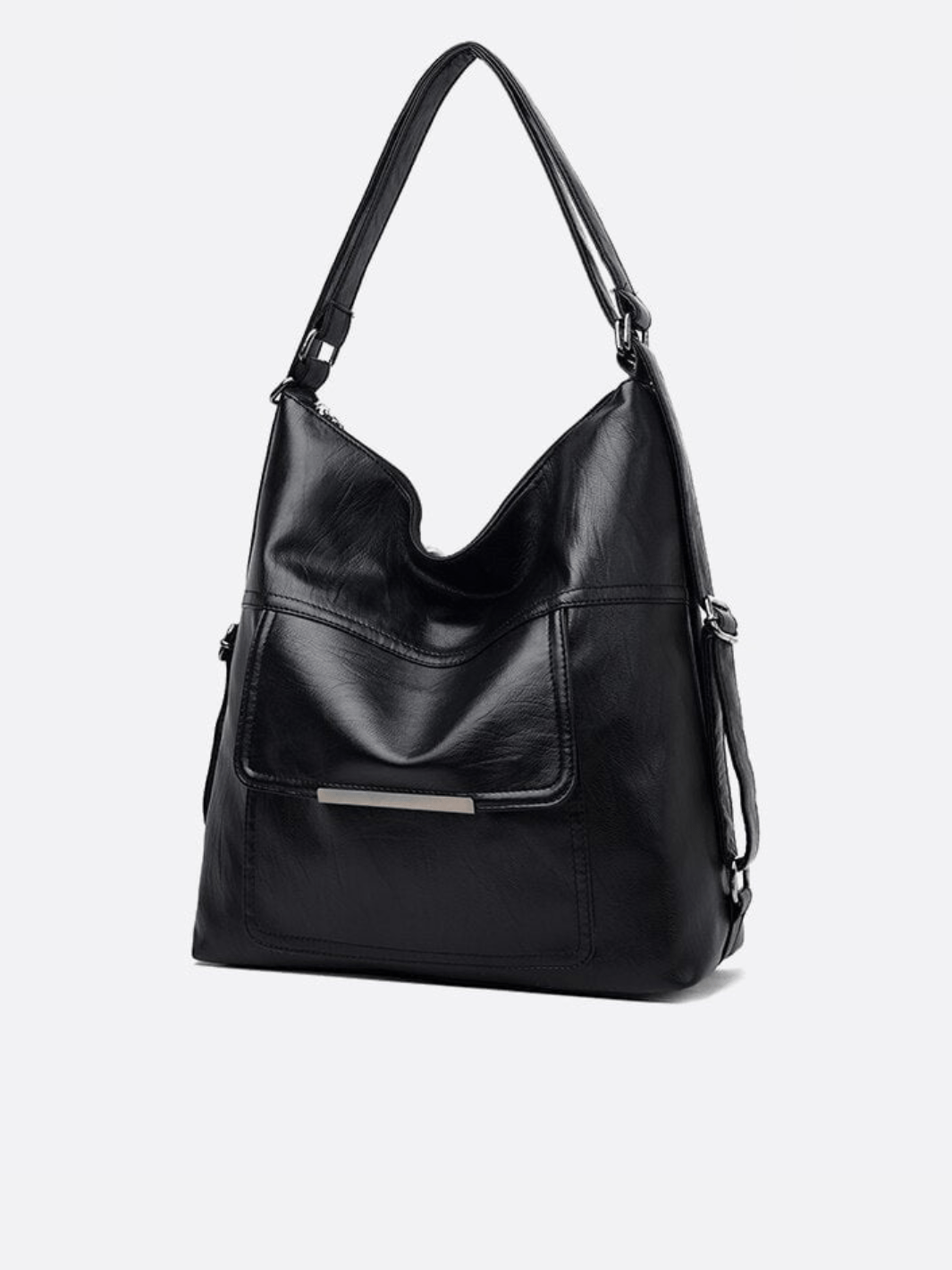 Sac d'épaule cuir noir transformable sac à dos