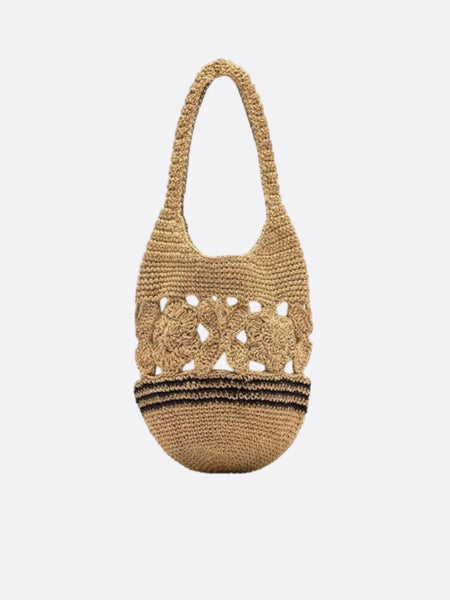 Sac Shopping Nocciola Des Petits Hauts - Raphia Et Lurex Doré, Dimensions 36x40x10 Cm, Neuf Avec étiquettes