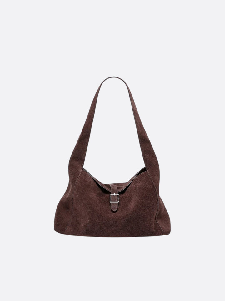 Sac daim porté épaule marron foncé