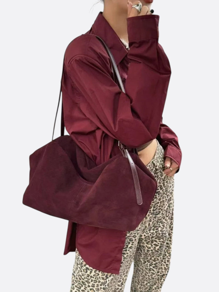 sac daim marron femme