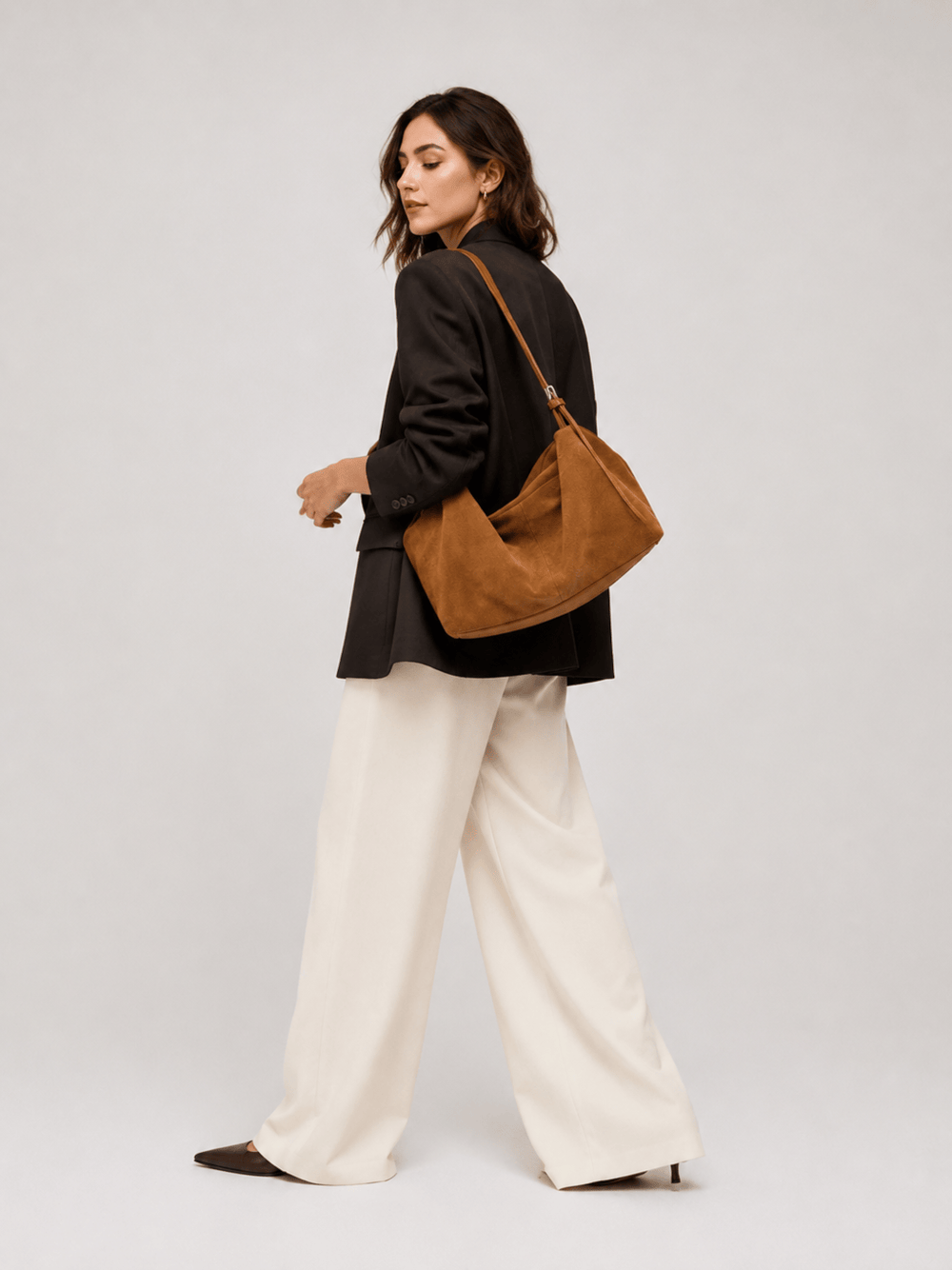 sac daim camel femme