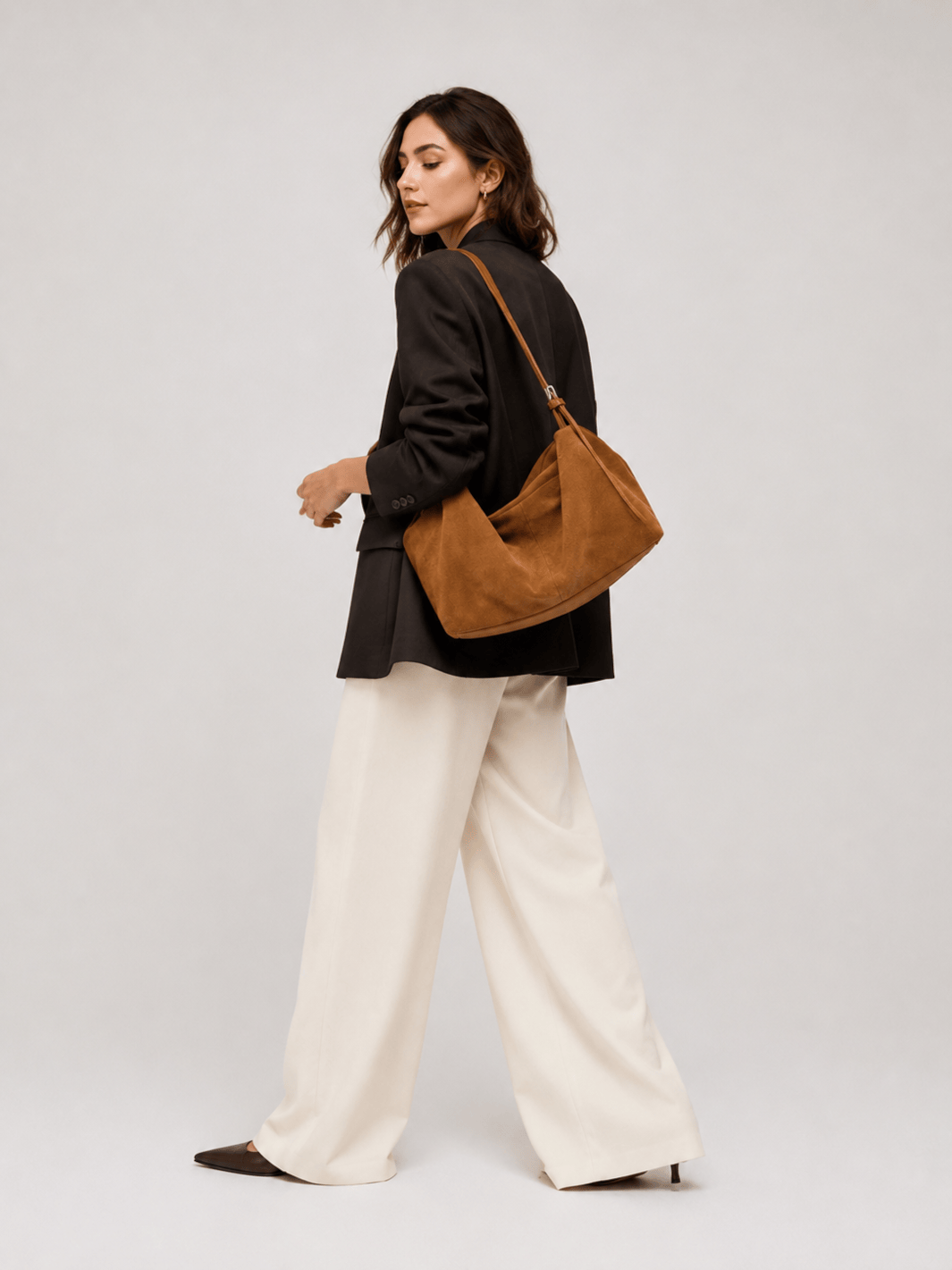 sac daim camel femme