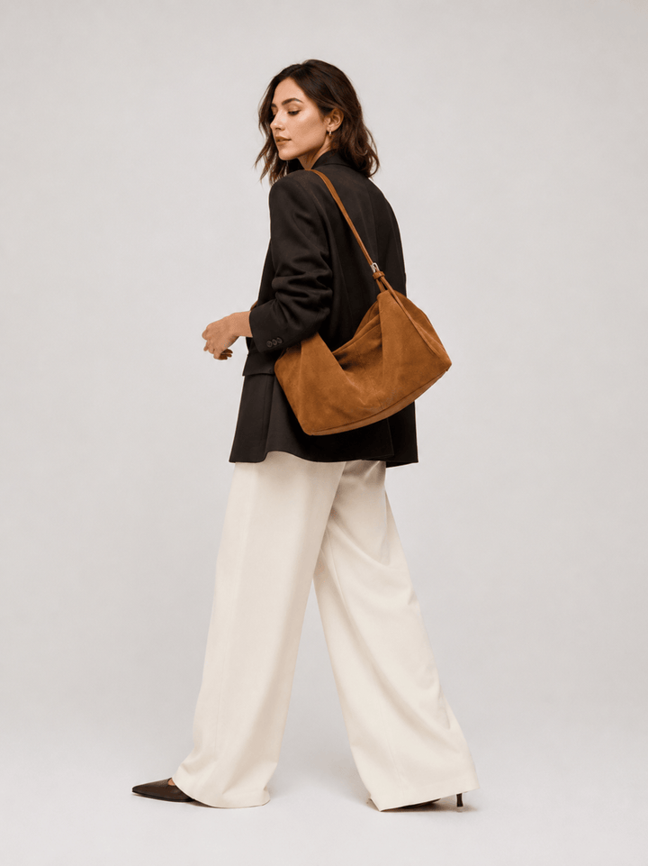 sac daim camel femme