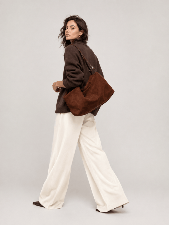 sac daim marron femme