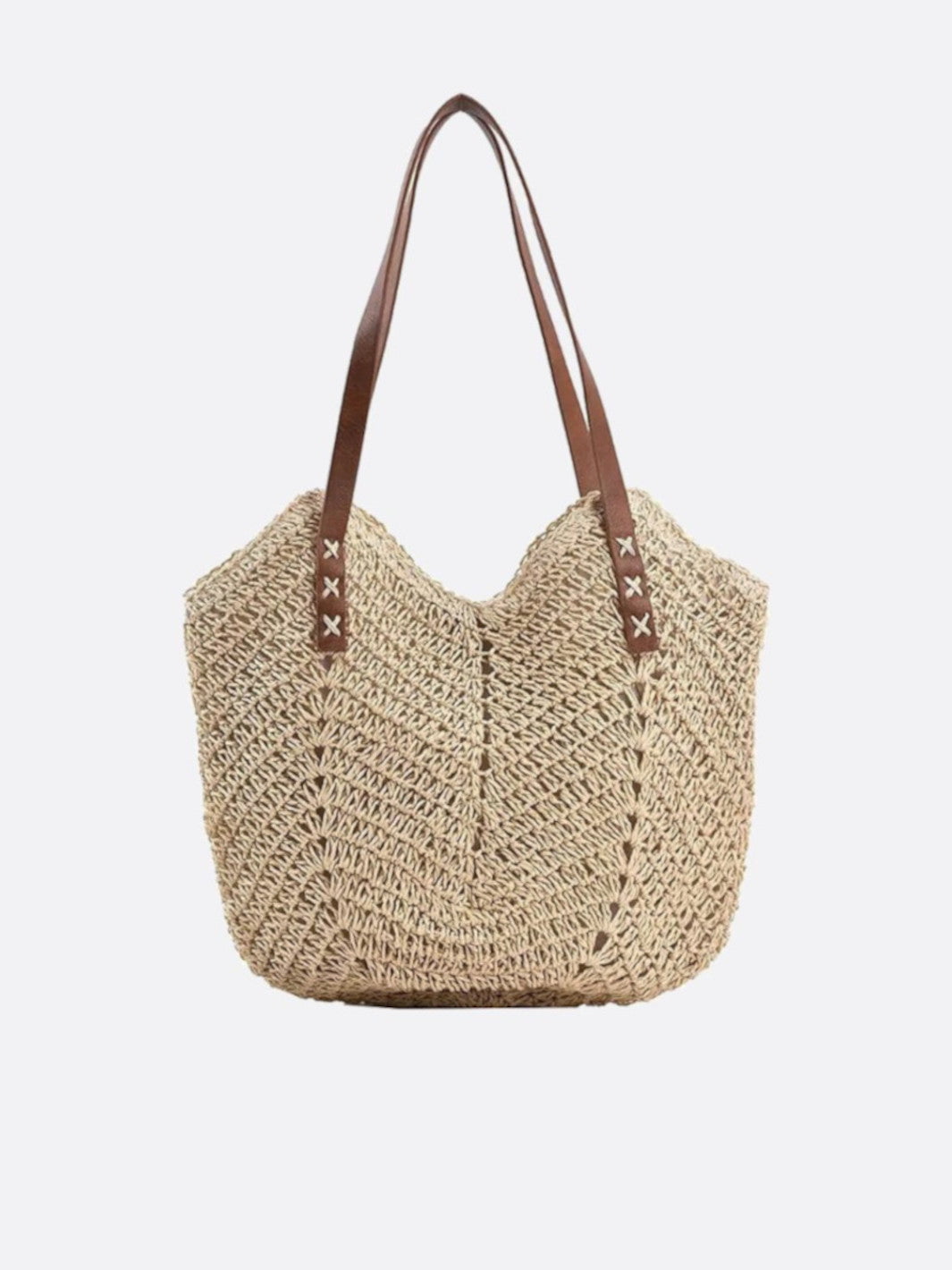 Sac plage paille tressée beige
