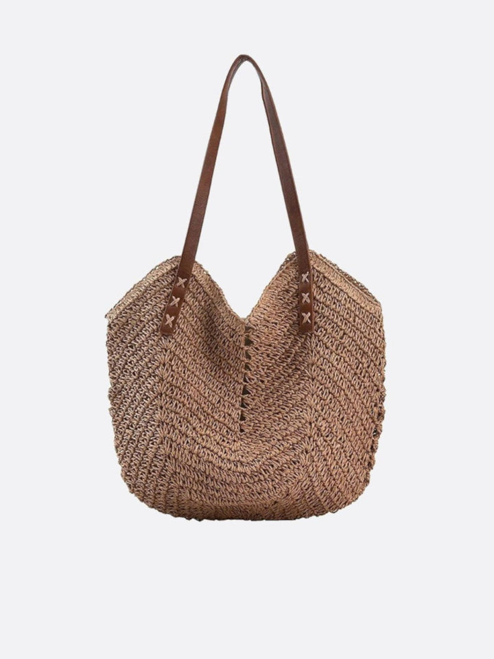 Sac plage paille tressée kaki