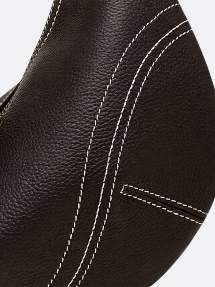 Grained leather half-moon bag