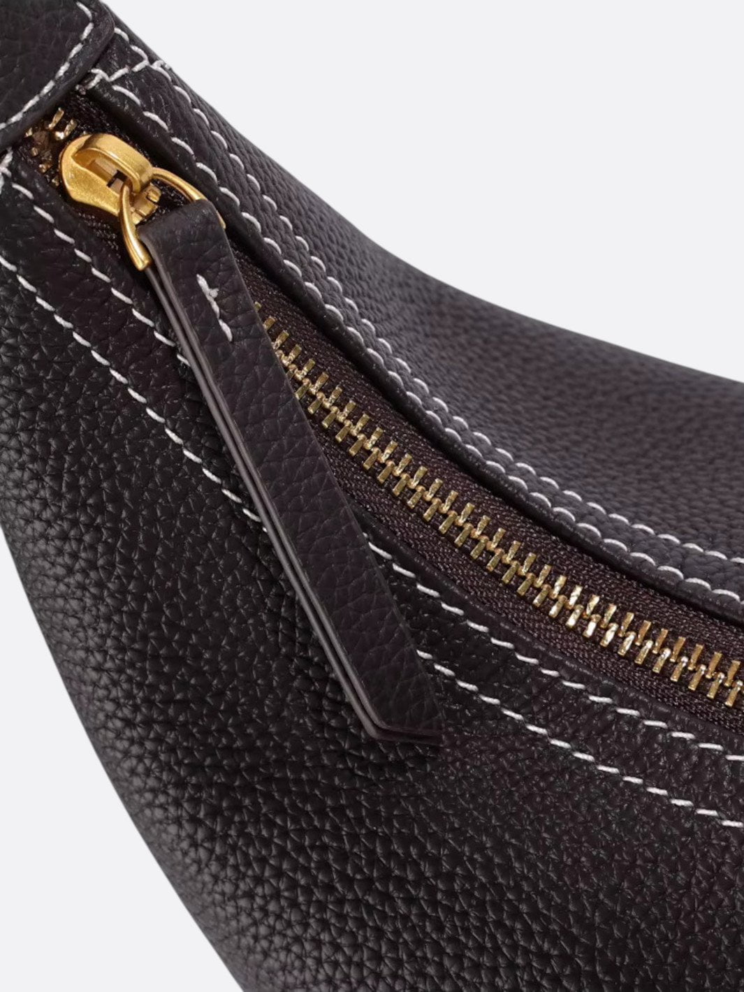 Grained leather half-moon bag