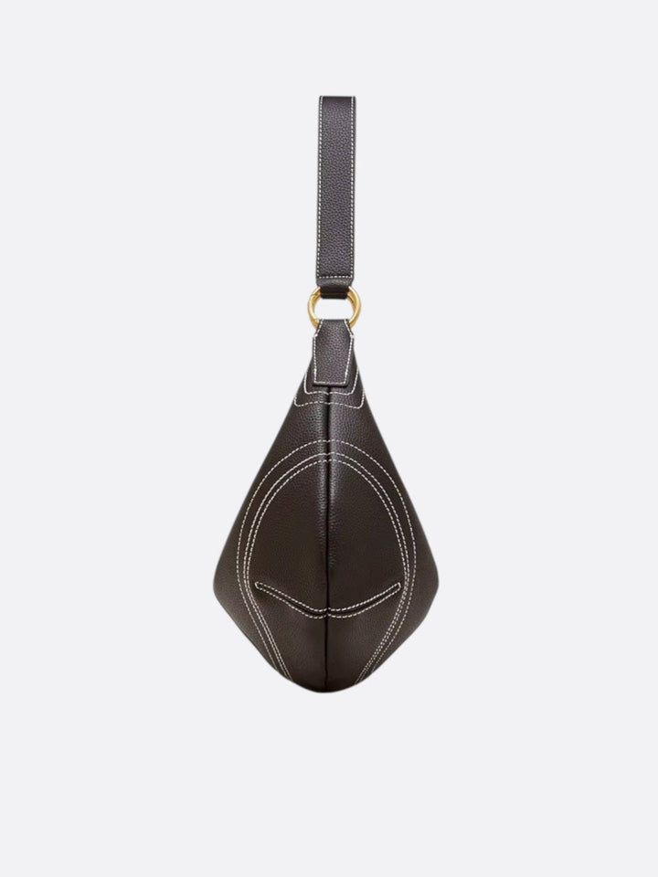 Grained leather half-moon bag