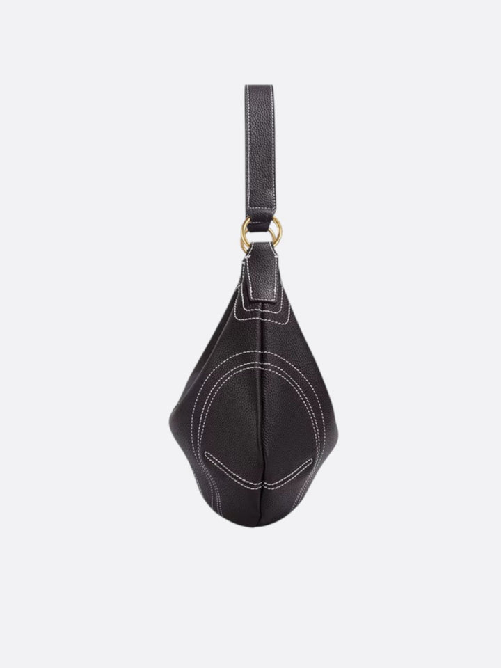 Grained leather half-moon bag
