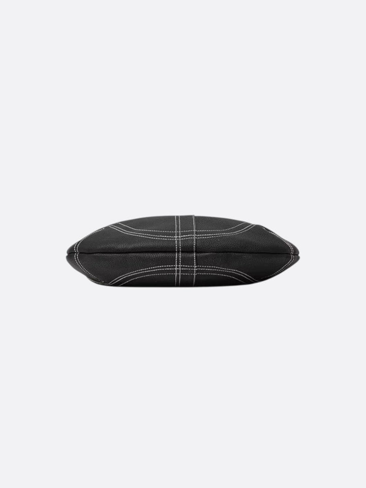 Grained leather half-moon bag