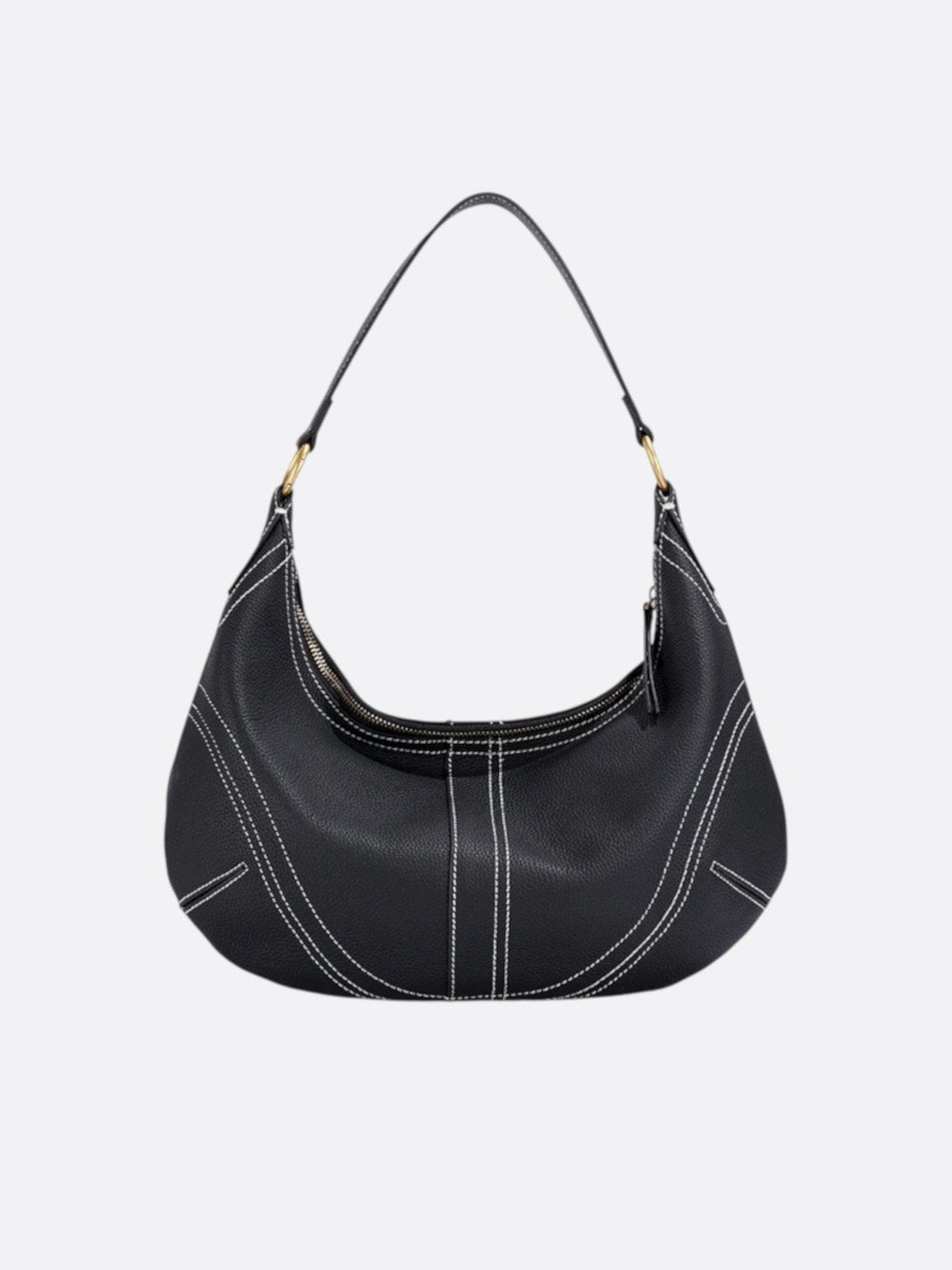 Sac demi-lune cuir grainé noir