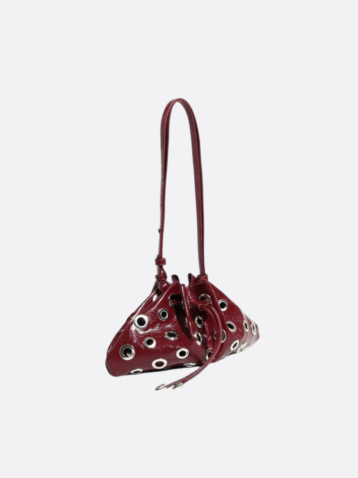 Sac cuir rouge bordeaux avec œillet