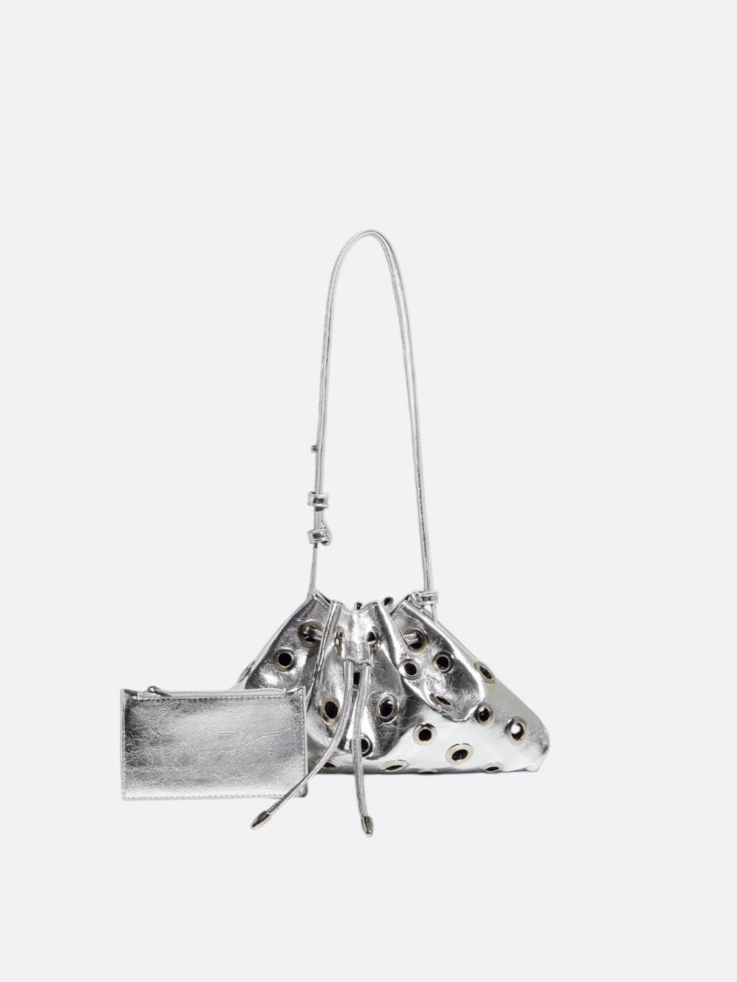 Sac cuir œillet argenté avec pochette amovible