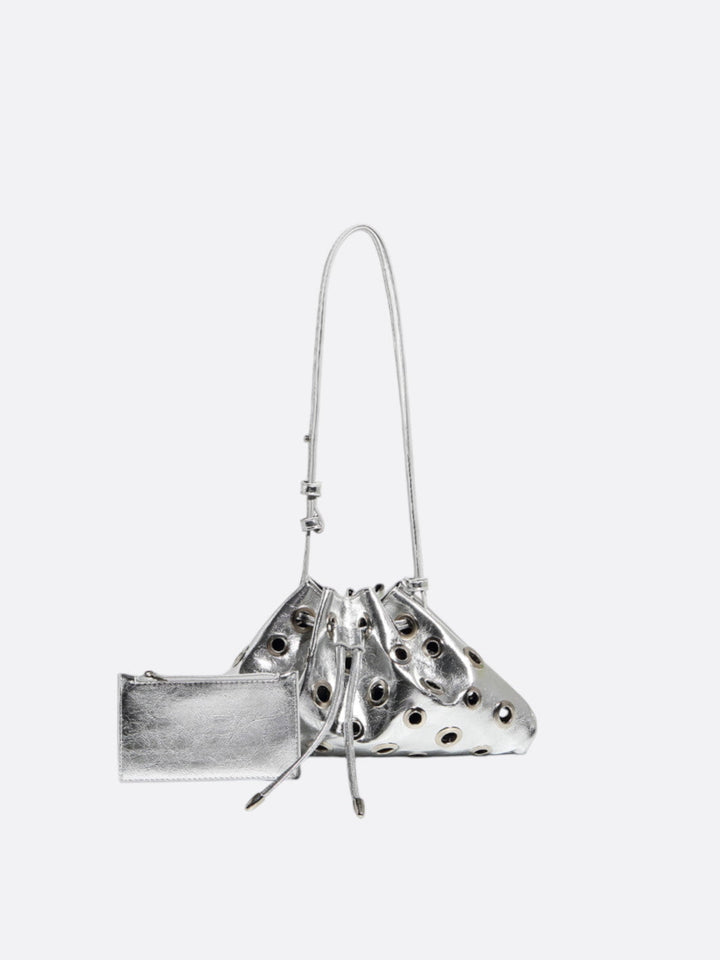 Sac cuir œillet argenté avec pochette amovible