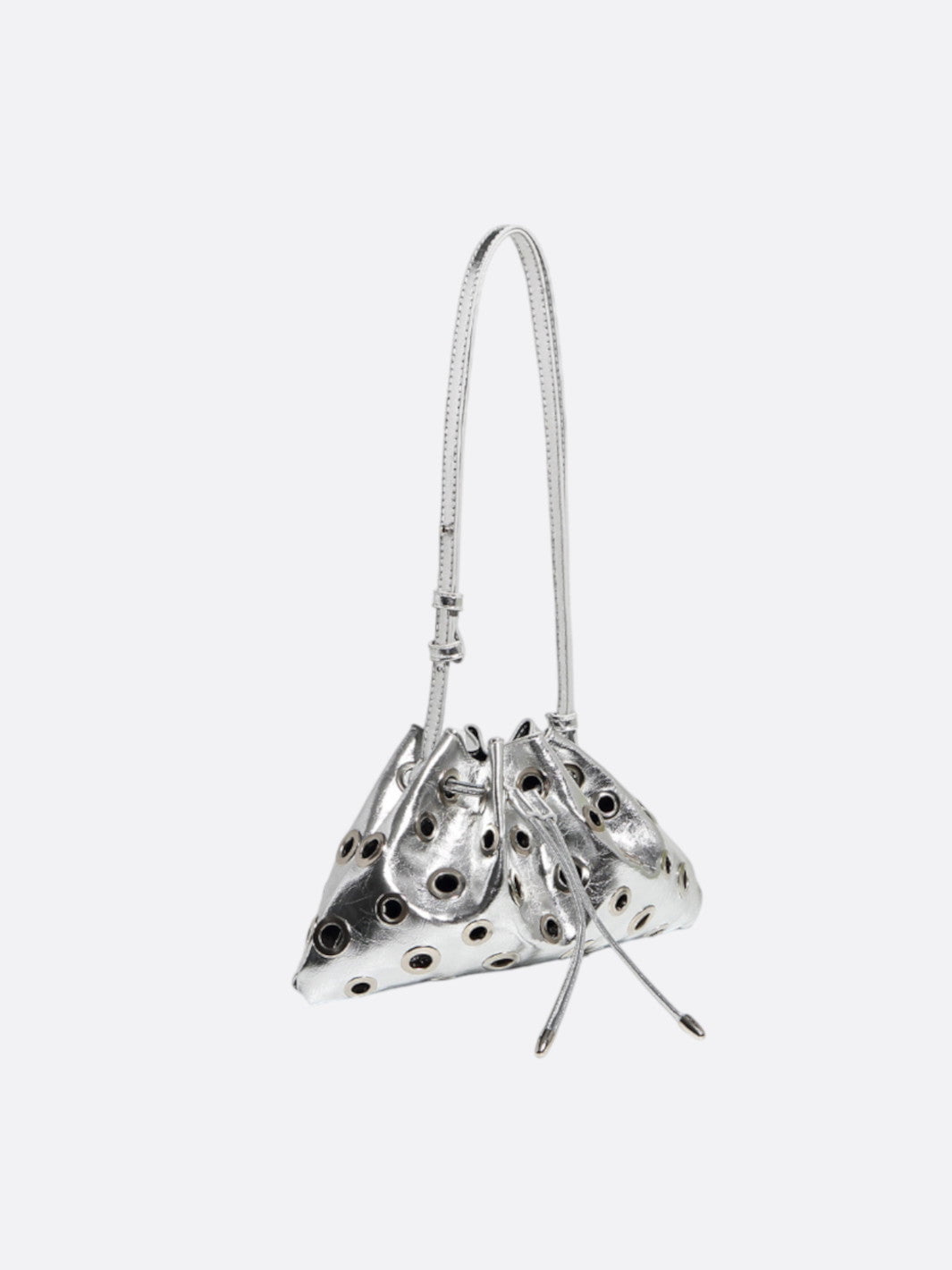 Sac cuir argenté œillet