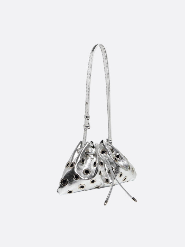 Sac cuir argenté œillet