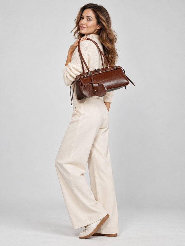 sac cuir huilé marron femme