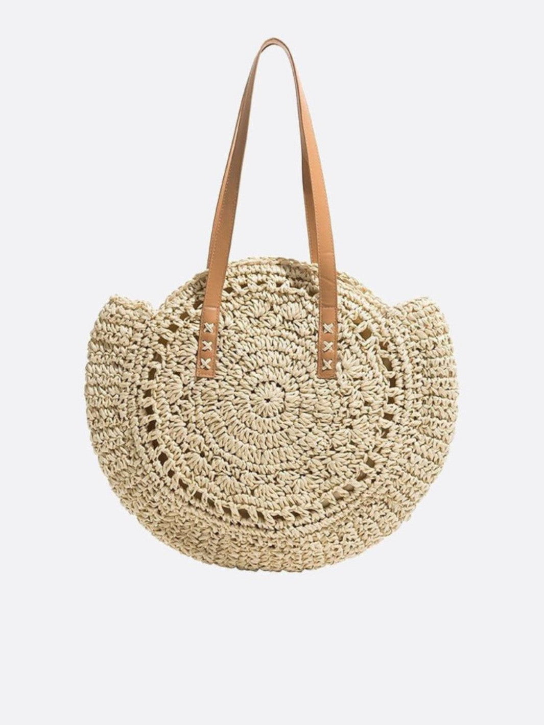 Sac paille crochet beige