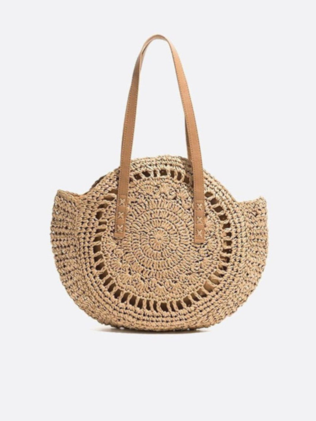Sac paille crochet marron clair