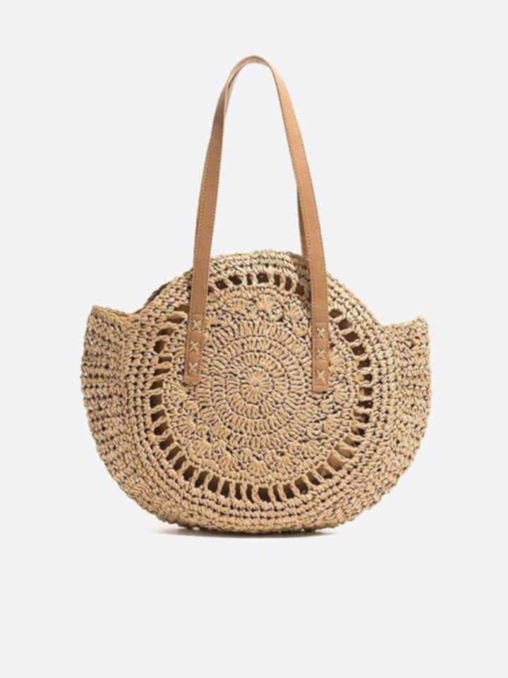 Sac paille crochet marron clair