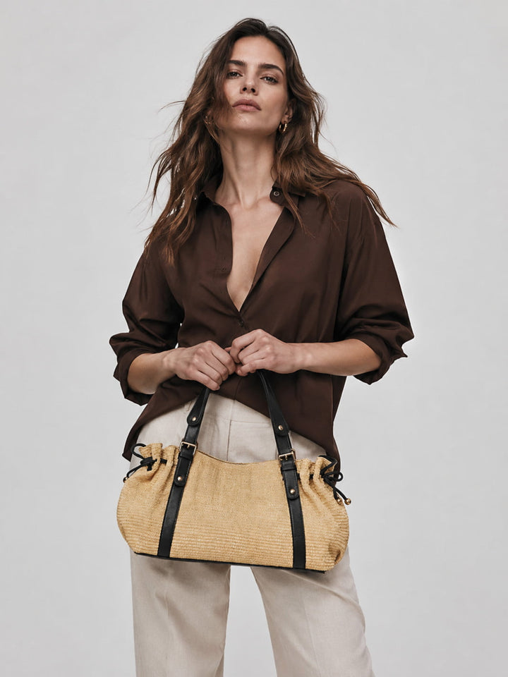 sac paille et cuir femme