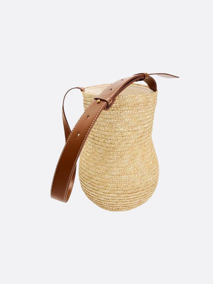 Sac en paille et cuir marron <br>Cadenzo