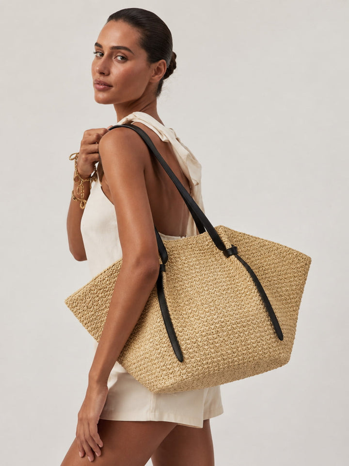 sac paille et cuir femme