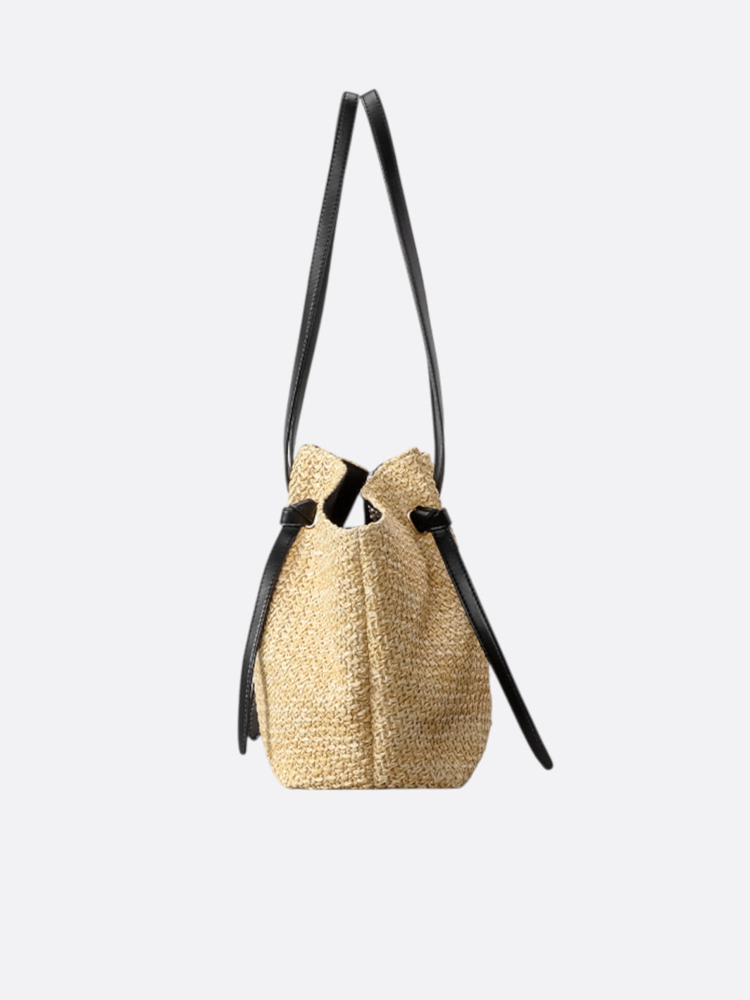 Black straw and leather bag <br>Capriano