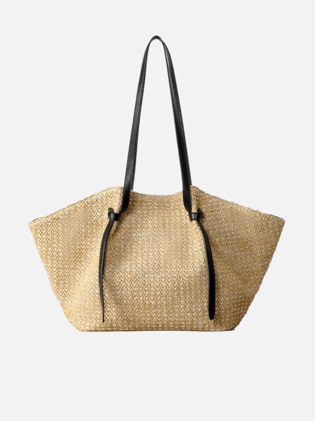 sac paille et cuir noir