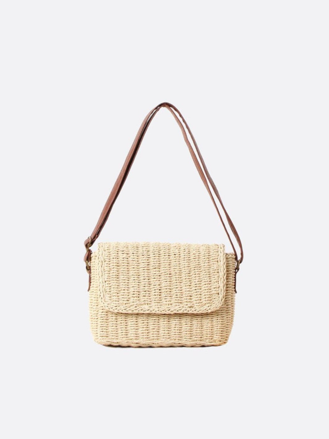 Sac en paille beige rectangulaire
