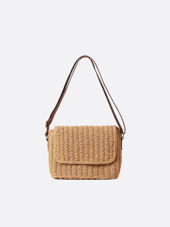 Sac en paille marron clair rectangulaire