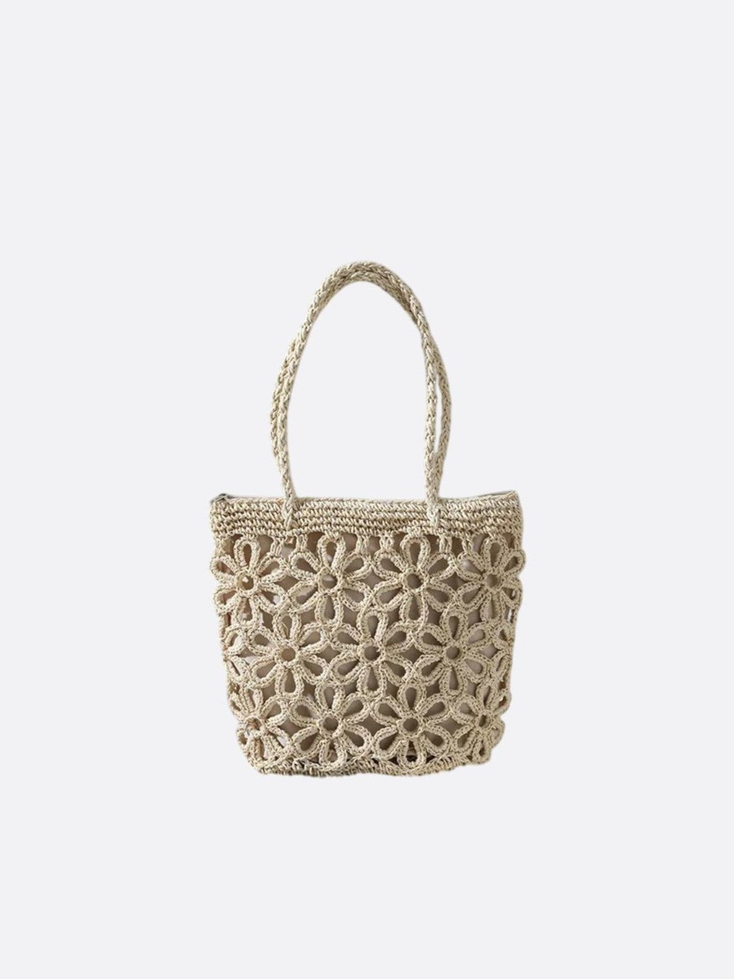 Sac paille tissé kaki clair