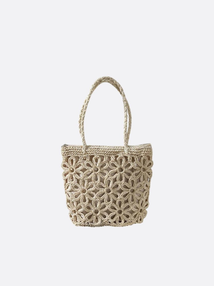 Sac paille tissé kaki clair