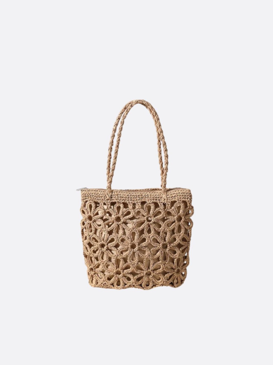 Sac paille tissé marron clair