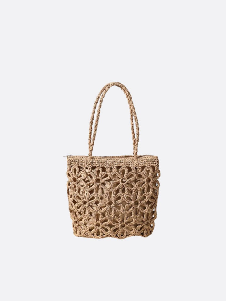 Sac paille tissé marron clair