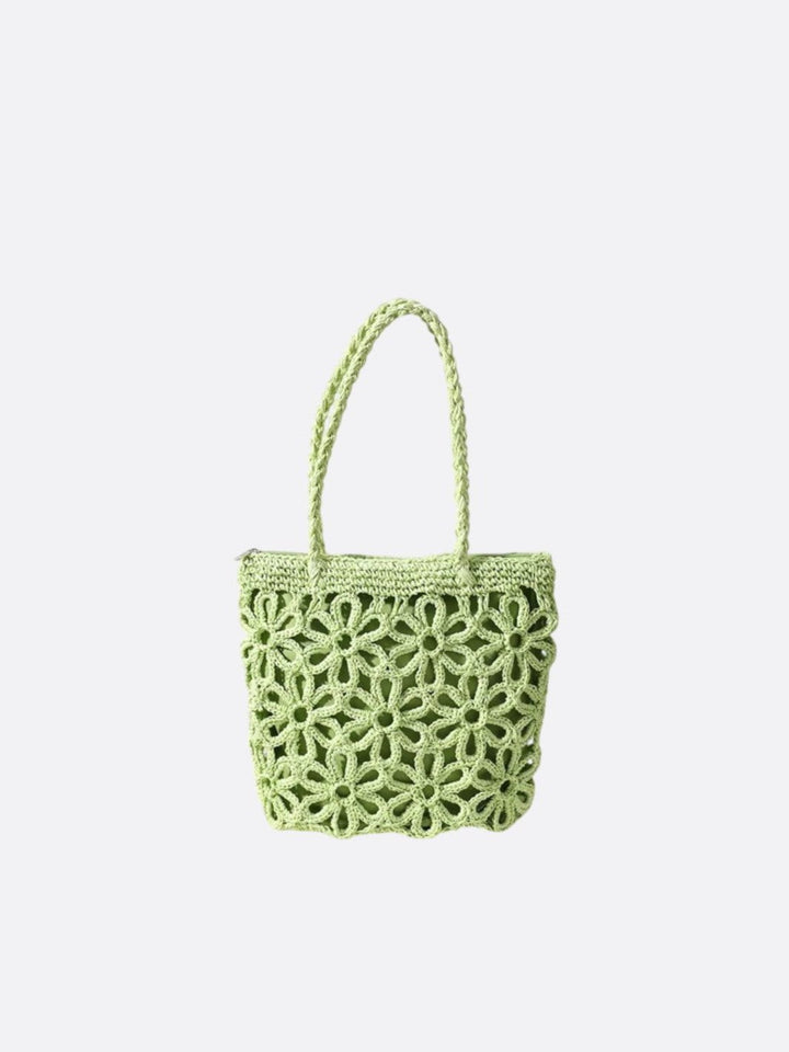 Sac paille tissé vert