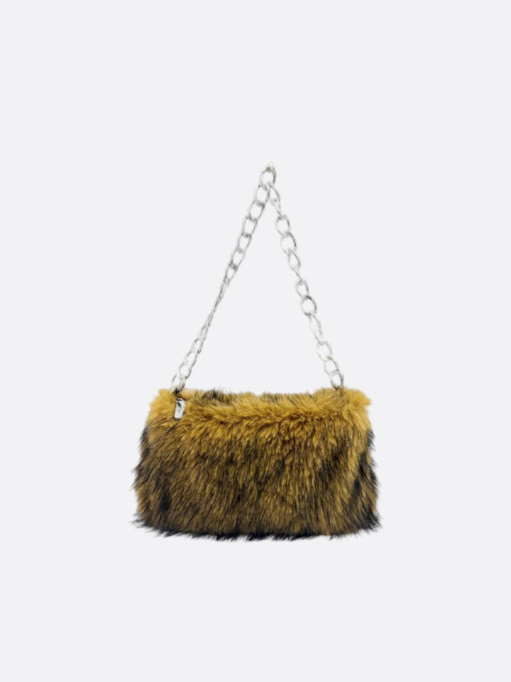 Sac épaule fausse fourrure camel