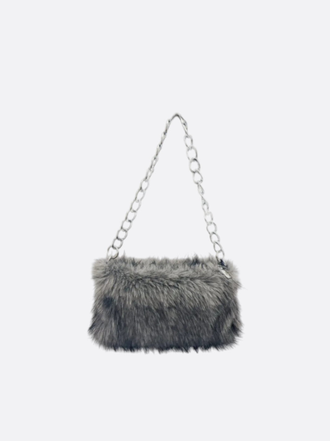 Sac épaule fausse fourrure gris