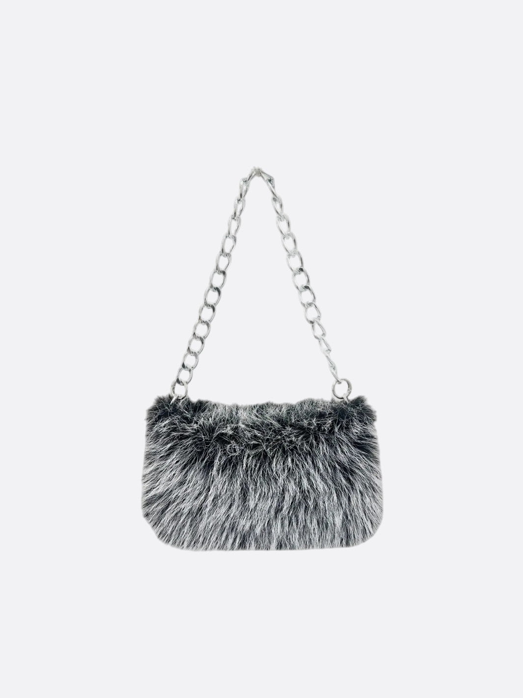 Sac épaule fausse fourrure noir et blanc