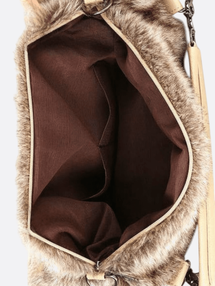 Sac fausse fourrure beige <br>Norenzo