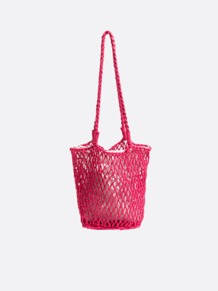 sac filet avec pochette rose