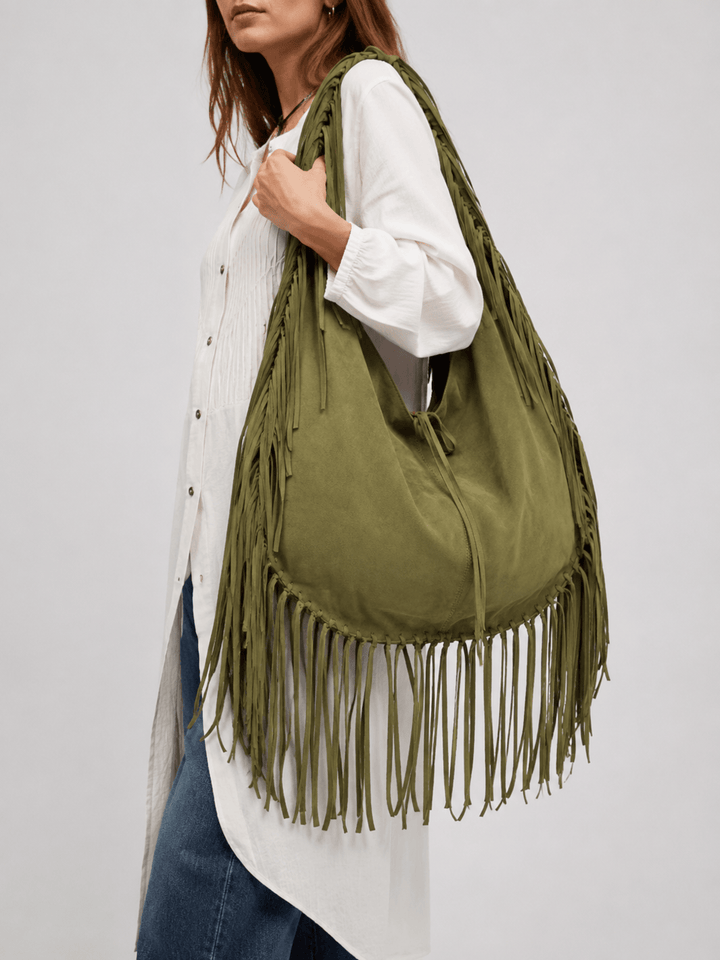 grand sac daim vert