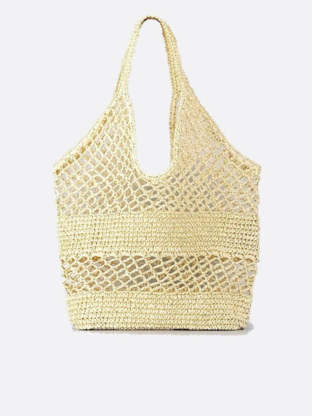 Sac fourre-tout paille crochet beige
